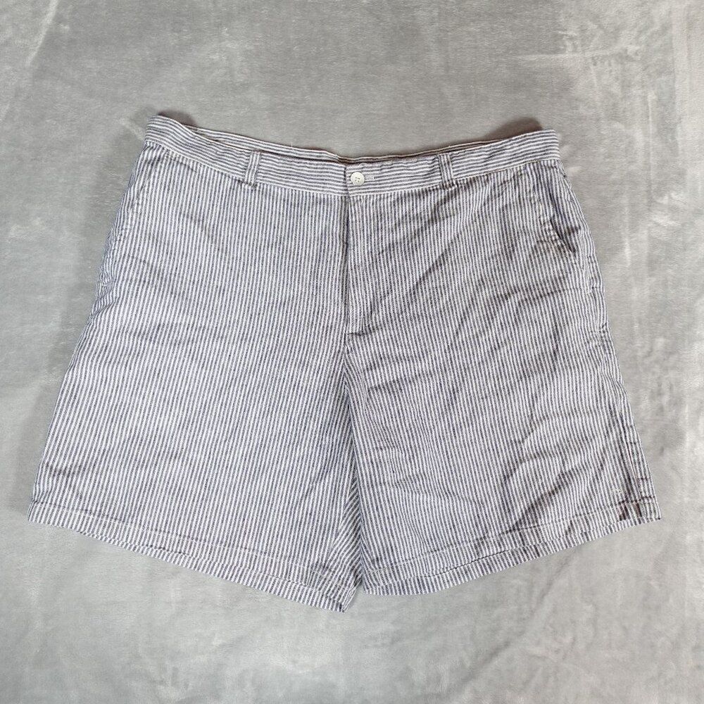 Rag & Bone Striped Linen Blend Shorts Mens 40 7” Preppy Beach Blue